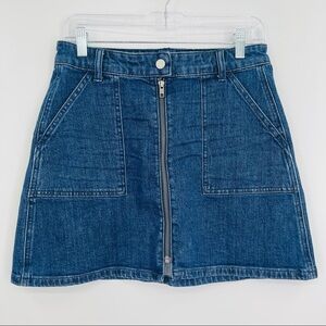 Madewell Denim Utility Zip Mini‎ Skirt Women's 27 A Line Jean Blue